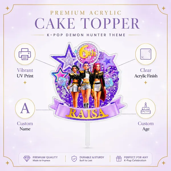 K_Pop_Inspired_Demon_Hunter_Personalised_Acrylic_Cake_Topper_Design1