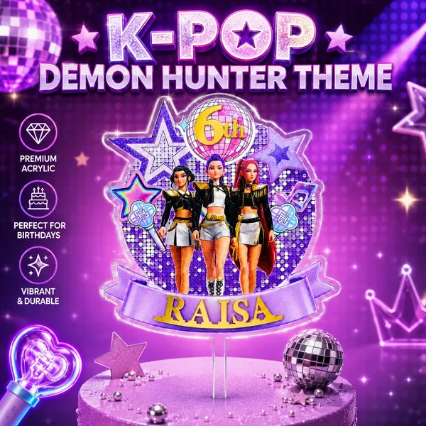 K_Pop_Inspired_Demon_Hunter_Personalised_Acrylic_Cake_Topper_Design1