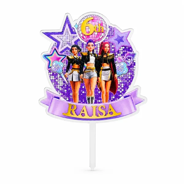 K_Pop_Inspired_Demon_Hunter_Personalised_Acrylic_Cake_Topper_Design1