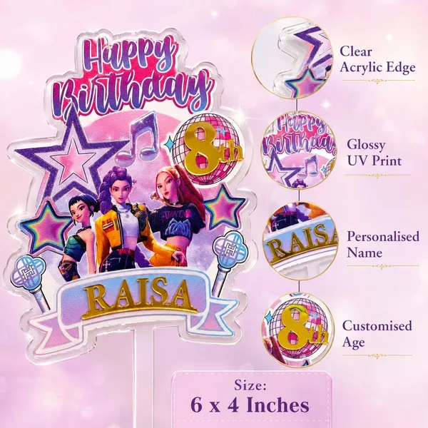 K_Pop_Inspired_Demon_Hunter_Personalised_Acrylic_Cake_Topper_Design3