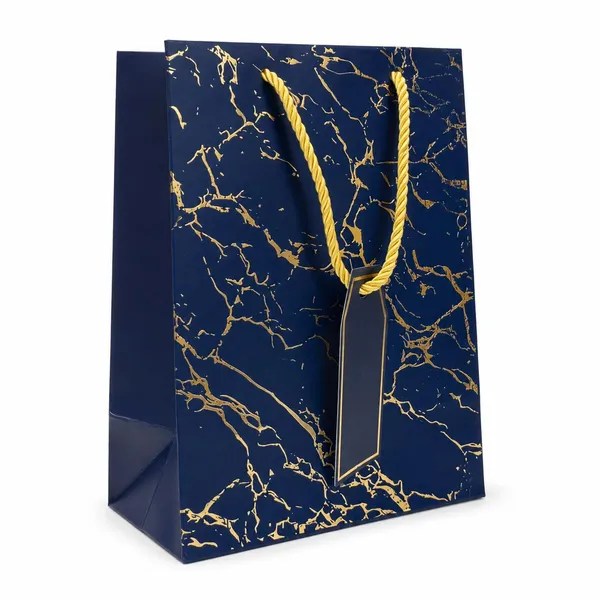 Izels_Metallic_Paper_Gift_Bag_With_Gold_Foiling_23x18x10_Cm_Blue_10_Pcs