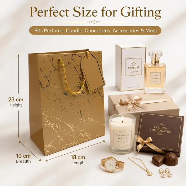 Izels_Metallic_Paper_Gift_Bag_With_Gold_Foiling_23x18x10_Cm_Peach_10_Pcs