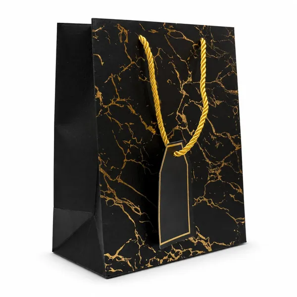 Izels_Metallic_Paper_Gift_Bag_With_Gold_Foiling_23x18x10_Cm_Black_10_Pcs