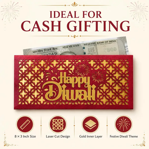 Diwali_Money_Envelope_Laser_Cut_8x3_Inches_Red_5_Pieces