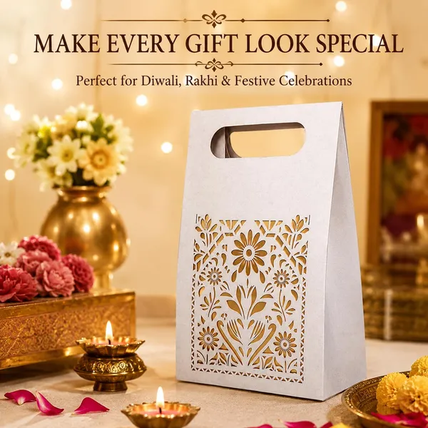 Izels_Laser_Cut_Paper_Gift_Box_With_Handle_20x15x6_Cm_Design1_Ivory_10