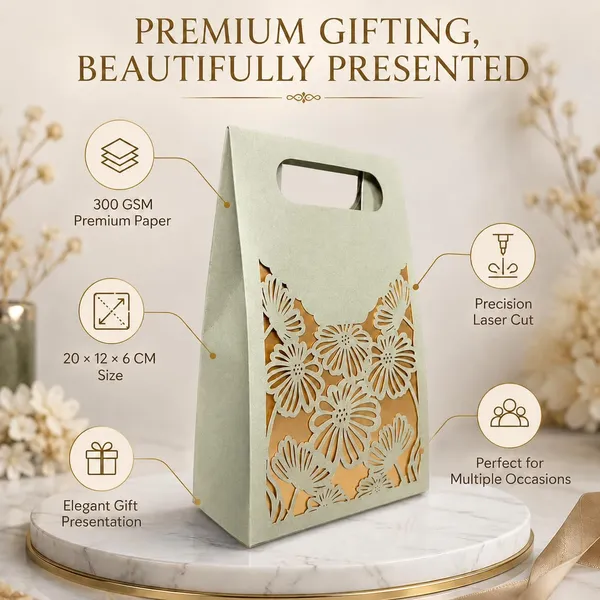 Izels_Laser_Cut_Paper_Gift_Box_With_Handle_20x15x6_Cm_Design2_Green_10