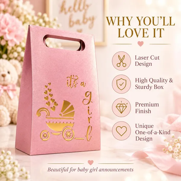 Izels_It_S_A_Girl_Baby_Announcement_Gift_Box_Pink_Pack_Of_25