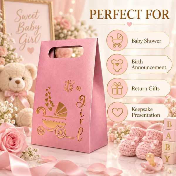 Izels_It_S_A_Girl_Baby_Announcement_Gift_Box_Pink_Pack_Of_25