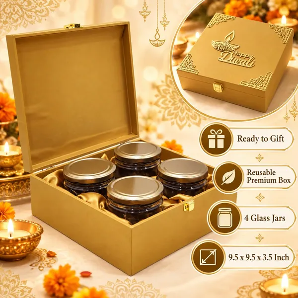 Mdf_Dry_Fruit_Box_With_4_Airtight_Glass_Jars_For_Diwali_Gold