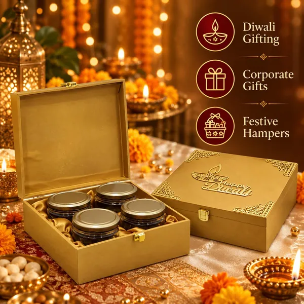 Mdf_Dry_Fruit_Box_With_4_Airtight_Glass_Jars_For_Diwali_Gold