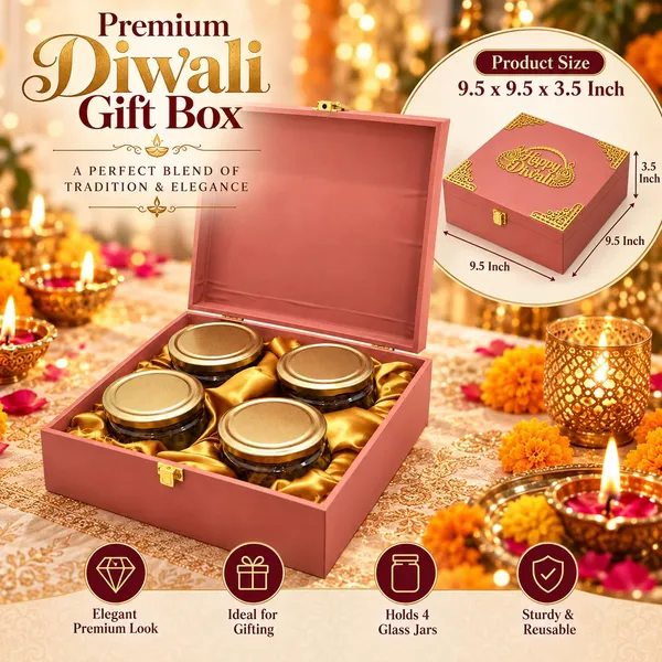 Mdf_Dry_Fruit_Box_With_4_Airtight_Glass_Jars_For_Diwali_Peach