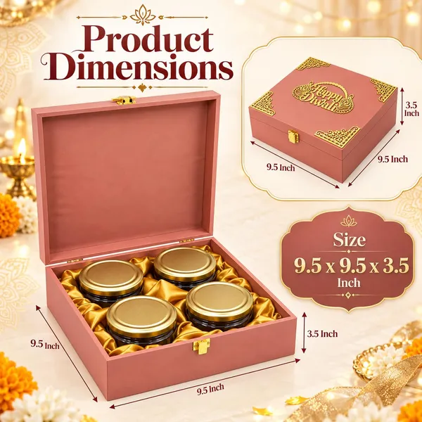 Mdf_Dry_Fruit_Box_With_4_Airtight_Glass_Jars_For_Diwali_Peach