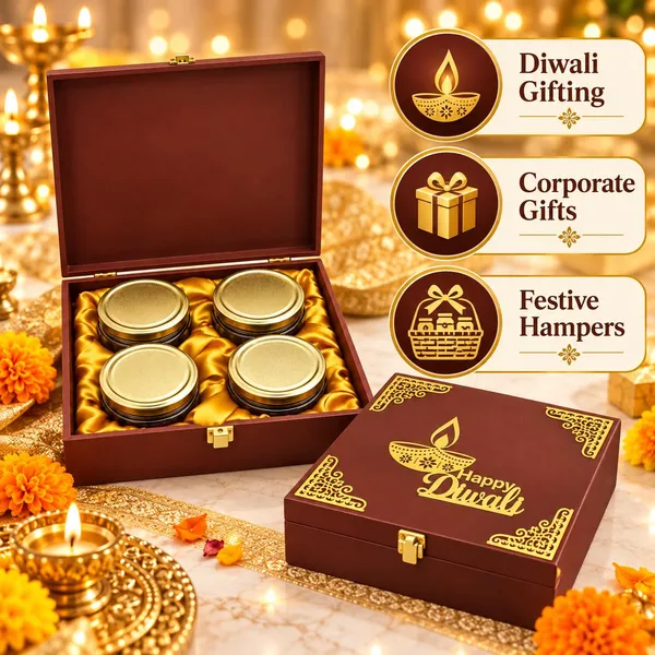 Mdf_Dry_Fruit_Box_With_4_Airtight_Glass_Jars_For_Diwali_Maroon