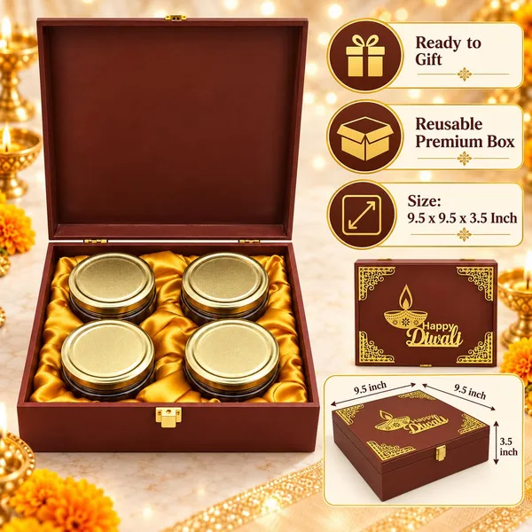 Mdf_Dry_Fruit_Box_With_4_Airtight_Glass_Jars_For_Diwali_Maroon