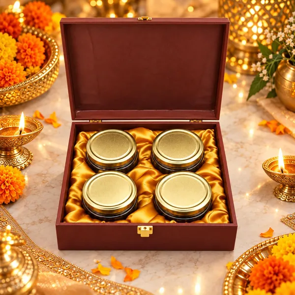 Mdf_Dry_Fruit_Box_With_4_Airtight_Glass_Jars_For_Diwali_Maroon