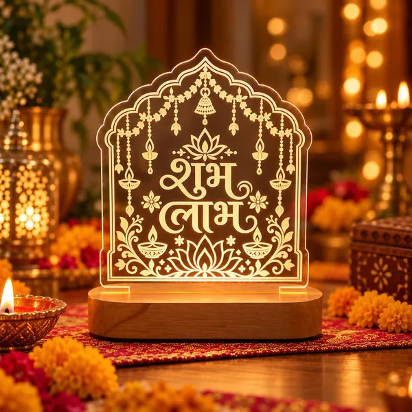 Shubh_Labh_Led_Acrylic_Lamp_For_Diwali_Gifting_Housewarming_Rechargeable_Warm_Light_With_Polished_Pine_Wood_Base_3_Mm_Laser_Engraved_Clear_Acrylic_Usb_Cable_Included_8_X_6_Inch