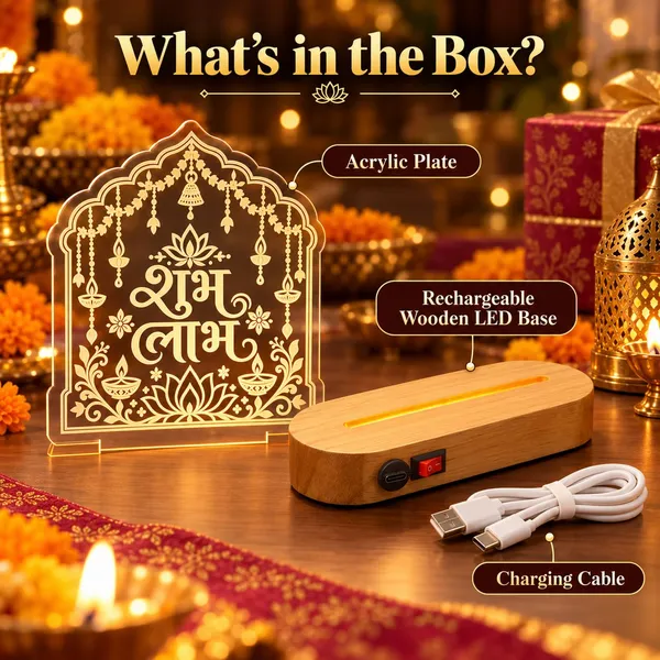 Shubh_Labh_Led_Acrylic_Lamp_For_Diwali_Gifting_Housewarming_Rechargeable_Warm_Light_With_Polished_Pine_Wood_Base_3_Mm_Laser_Engraved_Clear_Acrylic_Usb_Cable_Included_8_X_6_Inch