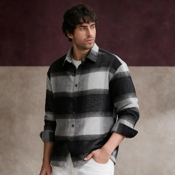 Men's_Premium_Black_And_Grey_Oversized_Checkered_Flannel_Shirt