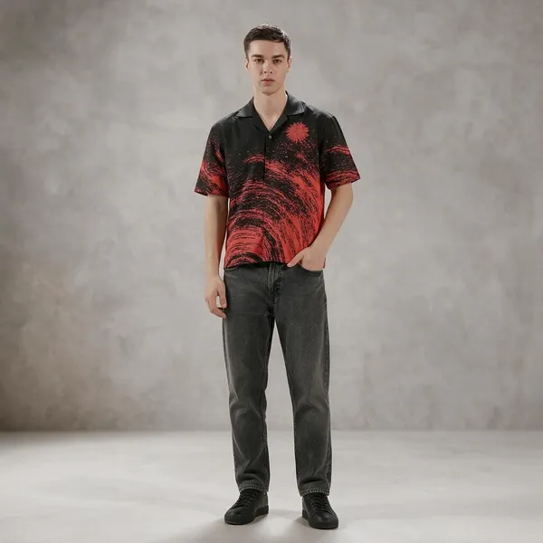 Black_And_Red_Cotton_Regular_Fit_Abstract_Printed__Shirt_For_Men