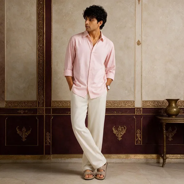 Premium_Shirt_And_Pant_Set_Light_Pink_Oxford_Shirt_And_Off_White_Chinos_Regular_Fit
