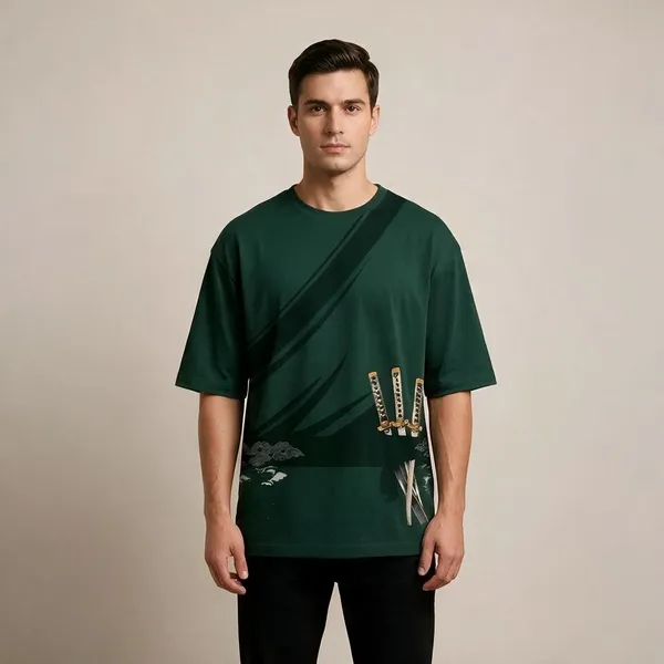 Green_Cotton_Oversized_Samurai_Graphic_T_Shirt_For_Men