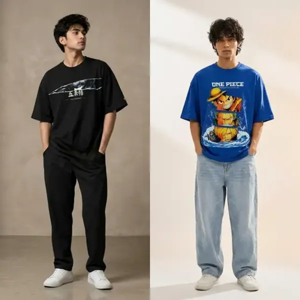 Blue_Cotton_Oversized_T_Shirt_For_Men_&_Black_Cotton_Oversized_Graphic_T_Shirt_For_Unisex_(Combo_of_2)