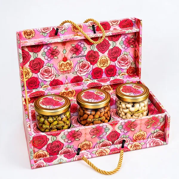 Dr.Vitafoods_Floral_Assorted_Dry_Fruit_Gift_Box_With_Three_Jars