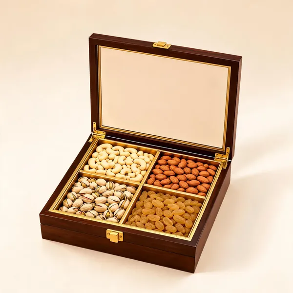 Dr.Vitafoods_Wooden_Four-Compartment_Dry_Fruit_Storage_Box