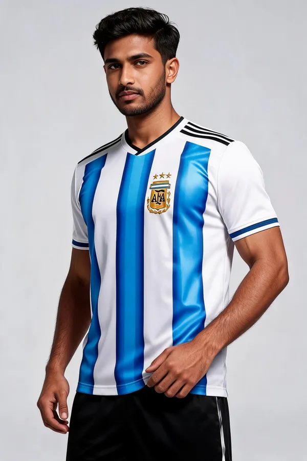 White_Blue_Linen_Striped_Half_Sleeve_Football_T-Shirt_For_Men