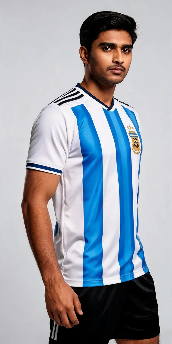 White_Blue_Linen_Striped_Half_Sleeve_Football_T-Shirt_For_Men
