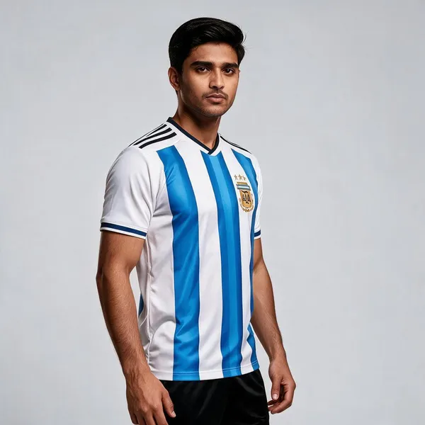 White_Blue_Linen_Striped_Half_Sleeve_Football_T-Shirt_For_Men