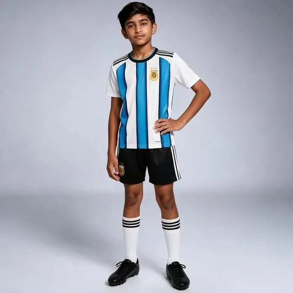 White_Polyester_Regular_Fit_Football_T-Shirt_&_Shorts_Set_For_Boys_&_Girls