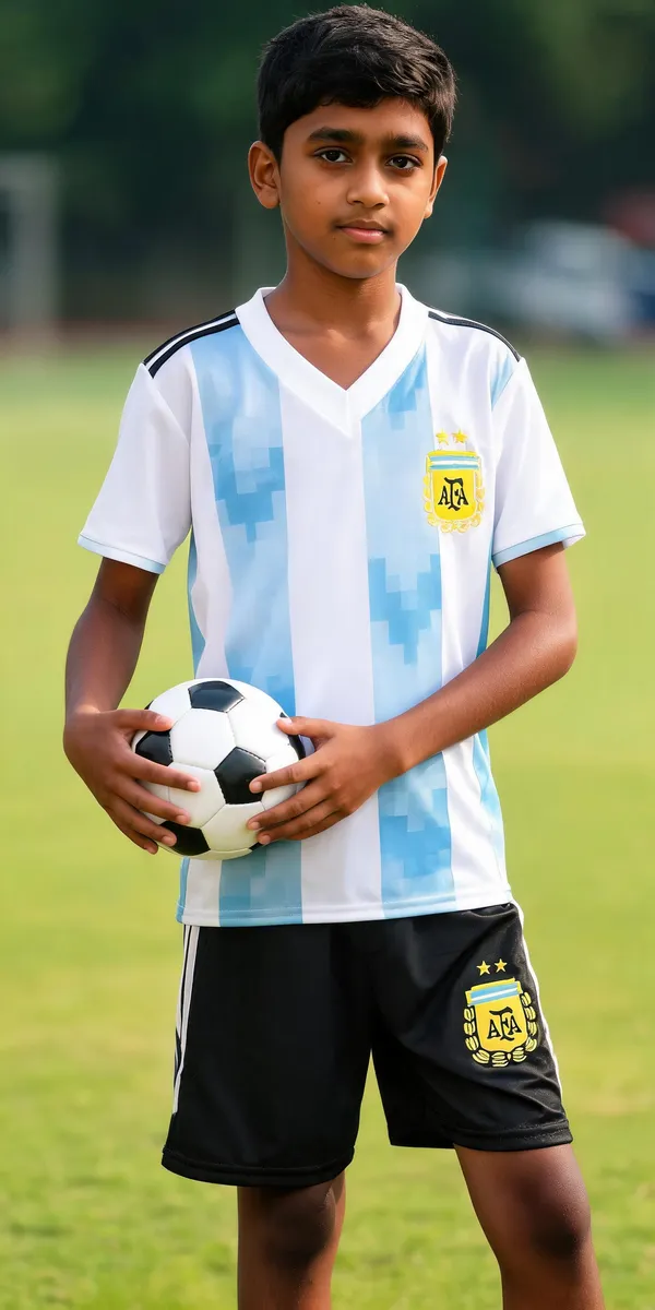White_Black_Polyester_Argentina_Football_Jersey_Set_For_Boys_&_Girls