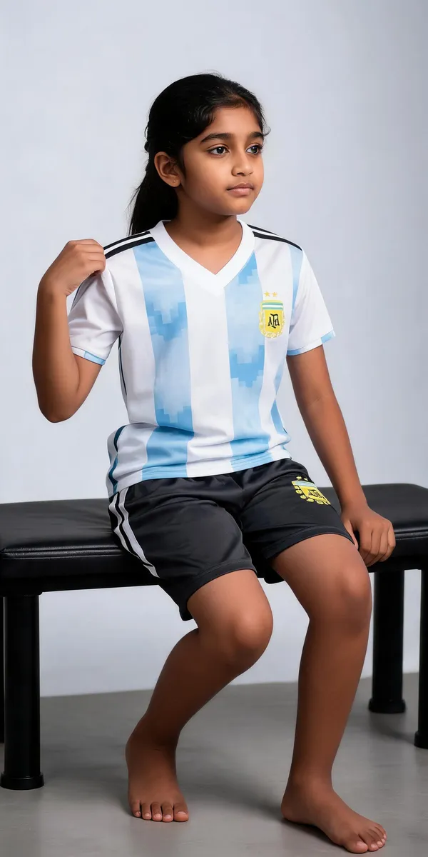 White_Black_Polyester_Argentina_Football_Jersey_Set_For_Boys_&_Girls
