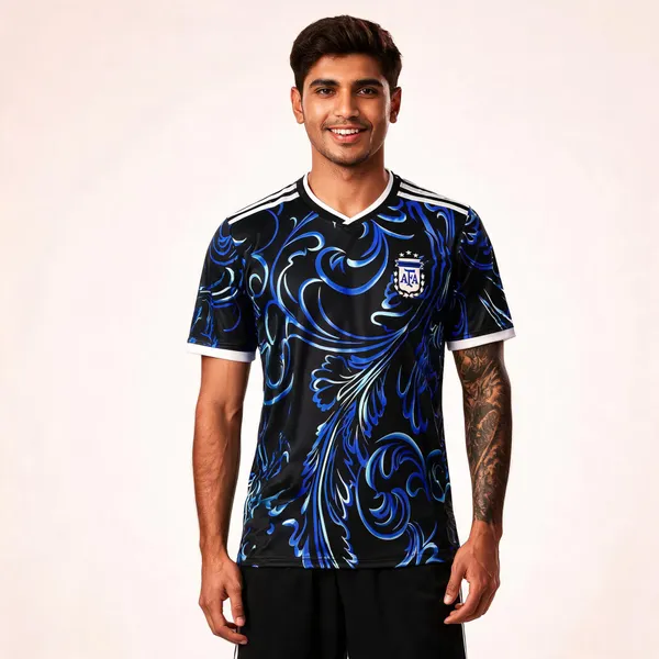 Blue_Linen_V-Neck_Argentina_Football_Jersey_T-Shirt_For_Men