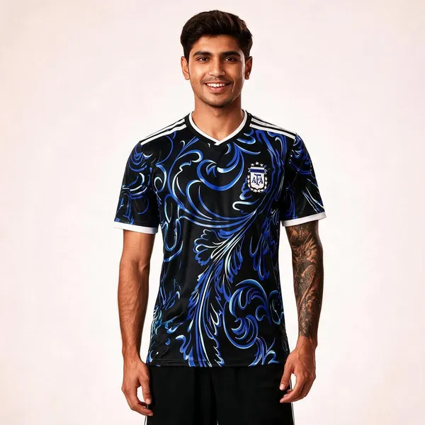 Blue_Linen_V-Neck_Argentina_Football_Jersey_T-Shirt_For_Men