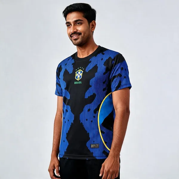 Blue_Linen_Printed_V_Neck_Athletic_T-Shirt_For_Men