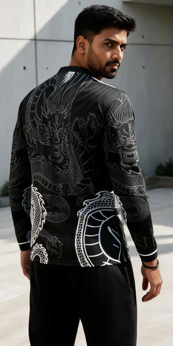 Black_Linen_Polo_Neck_Full_Sleeve_Dragon_Football_Jersey_For_Men