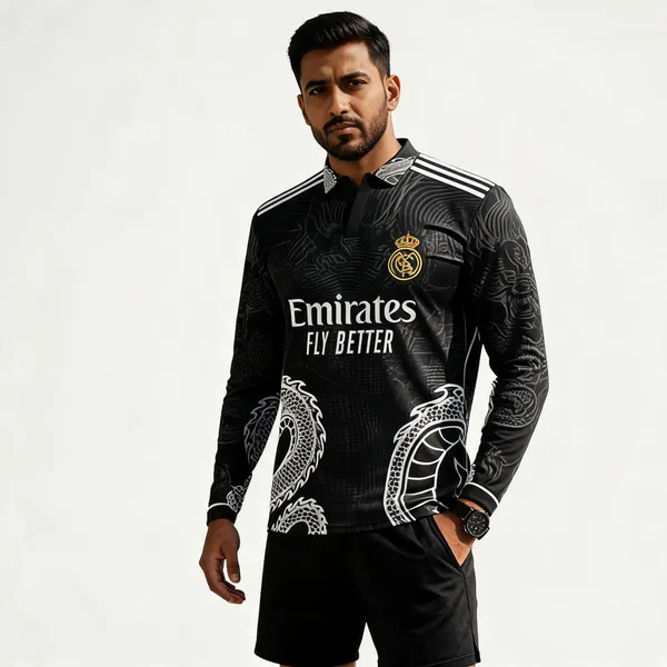 Black_Linen_Polo_Neck_Full_Sleeve_Dragon_Football_Jersey_For_Men