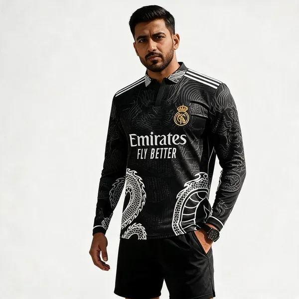 Black_Linen_Polo_Neck_Full_Sleeve_Dragon_Football_Jersey_For_Men