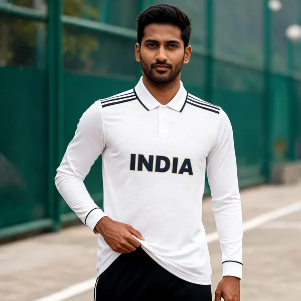 White_Linen_Zip_Neck_Full_Sleeve_India_Sports_Jersey_For_Men