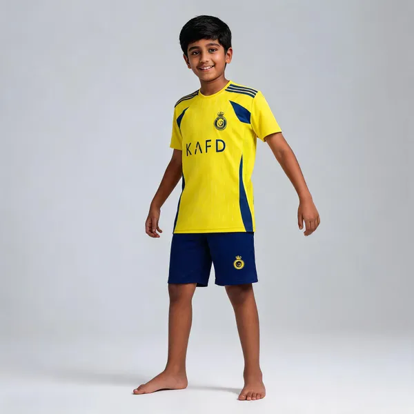 Yellow_Polyester_Football_Jersey_T-Shirt_&_Shorts_Set_For_Boys_&_Girls