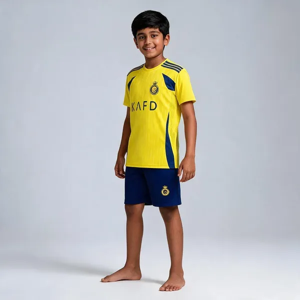 Yellow_Polyester_Football_Jersey_T-Shirt_&_Shorts_Set_For_Boys_&_Girls