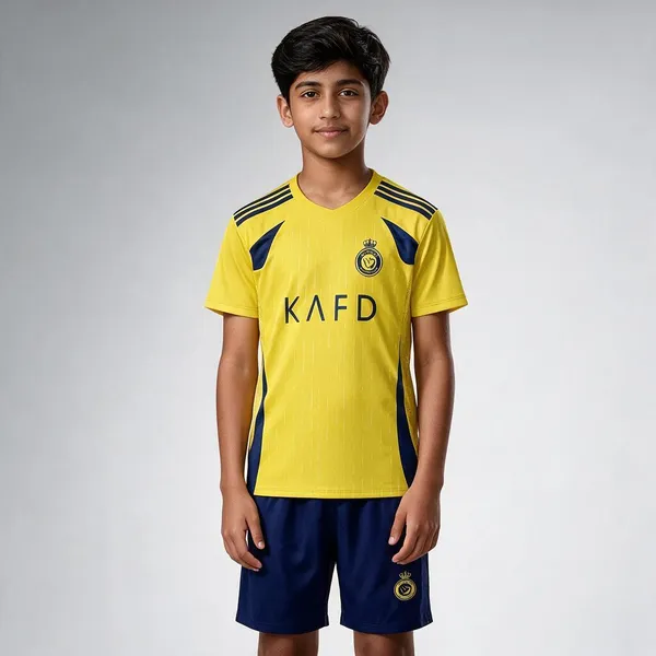 Yellow_Polyester_Football_Jersey_T-Shirt_&_Shorts_Set_For_Boys_&_Girls