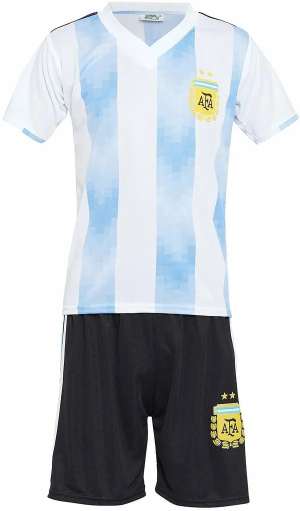 White_Black_Polyester_Argentina_Football_Jersey_Set_For_Boys_&_Girls