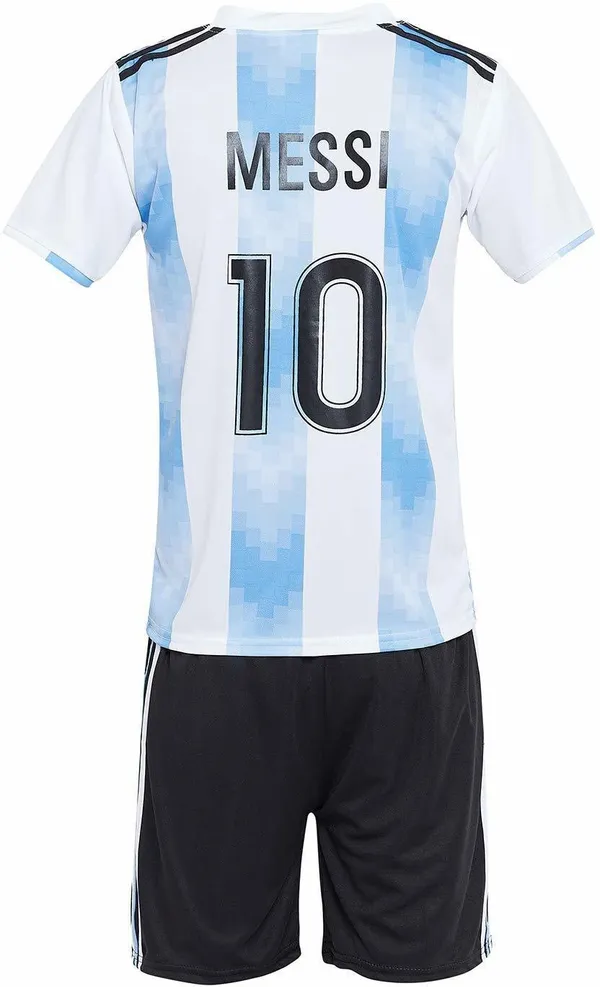 White_Black_Polyester_Argentina_Football_Jersey_Set_For_Boys_&_Girls