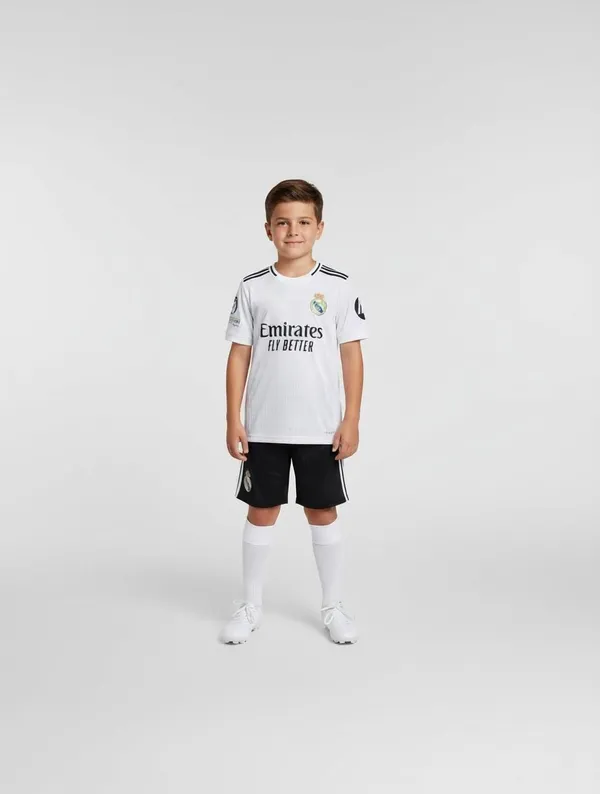 White_Polyester_Regular_Football_T-Shirt_&_Shorts_Set_For_Boys_&_Girls
