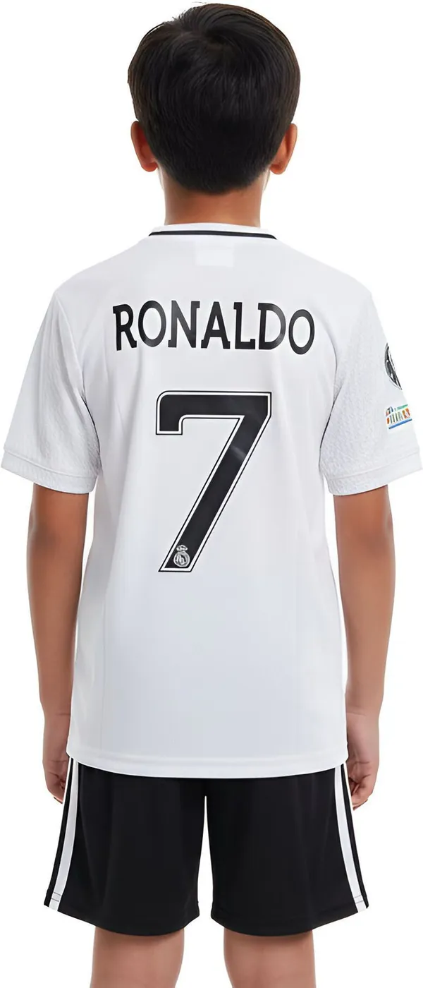 White_Polyester_Regular_Football_T-Shirt_&_Shorts_Set_For_Boys_&_Girls