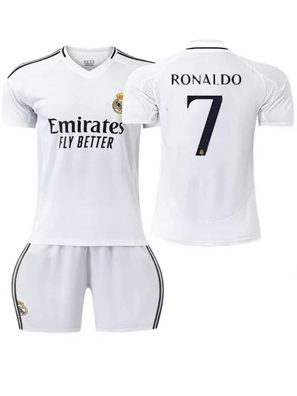 White_Polyester_Real_Madrid_Football_Jersey_And_Shorts_Set_For_Kids