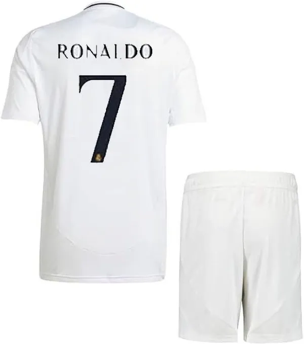 White_Polyester_Real_Madrid_Football_Jersey_And_Shorts_Set_For_Kids